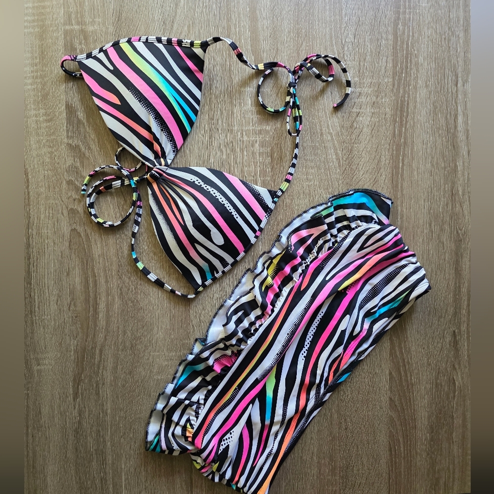 Body Glove Retro Swim Set - Zebra Neon Stripes